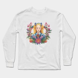 Alice In Wonderland Art Deco Watercolour Long Sleeve T-Shirt